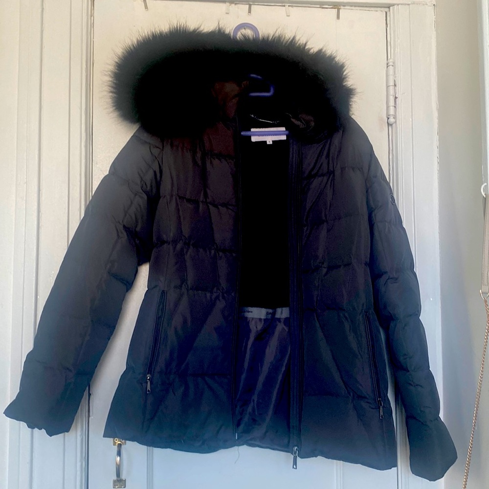 Calvin Klein soft jacket, size medium, black and gray